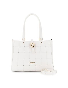 Cafe' Noir C3NH1016W001 borsa donna in pelle intrecciato bianco/oro