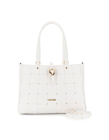 Cafe' Noir C3NH1016W001 borsa donna in pelle intrecciato bianco/oro