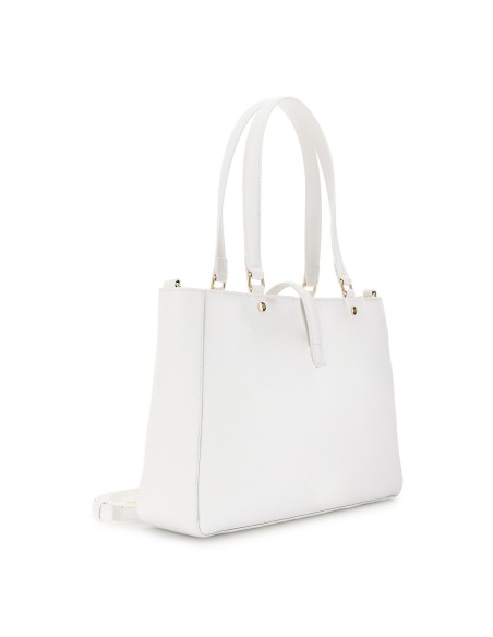 Cafe' Noir C3NH1016W001 borsa donna in pelle intrecciato bianco/oro
