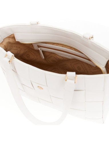 Cafe' Noir C3NH1016W001 borsa donna in pelle intrecciato bianco/oro