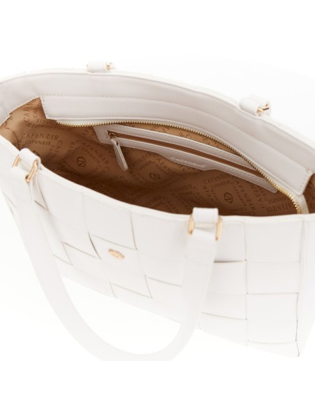 Cafe' Noir C3NH1016W001 borsa donna in pelle intrecciato bianco/oro