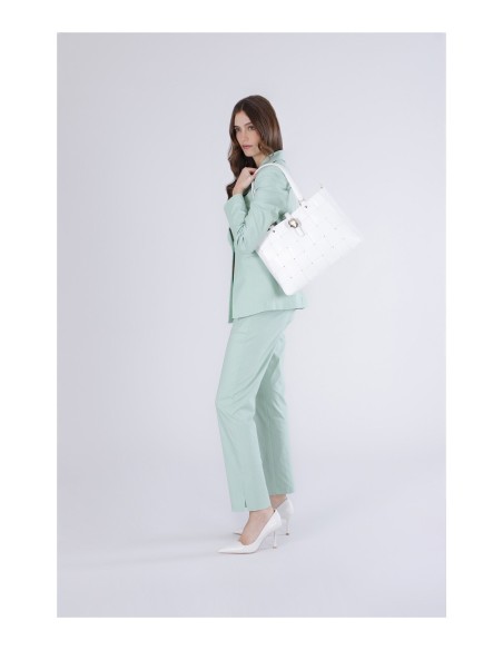 Cafe' Noir C3NH1016W001 borsa donna in pelle intrecciato bianco/oro