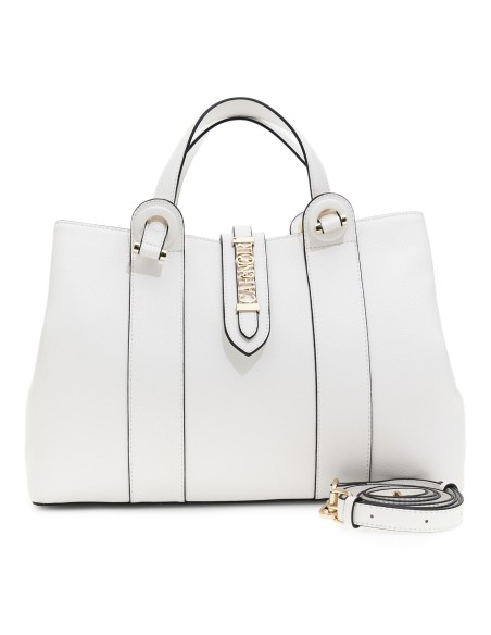 Cafe' Noir C3YE1006W001 borsa donna in pelle bianco/nero/oro