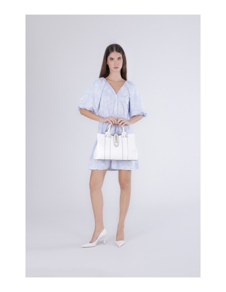 Cafe' Noir C3YE1006W001 borsa donna in pelle bianco/nero/oro