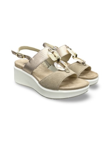 Enval Soft 1292733 sandali donna in pelle/camoscio biscotto/platino