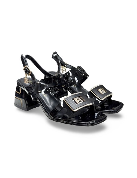Laura Biagiotti 9739 sandali donna in vernice nero/oro