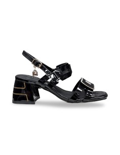 Laura Biagiotti 9739 sandali donna in vernice nero/oro 2
