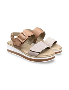 Igi&Co 1186522 sandali donna in pelle/satinati cuoio/lux/carne