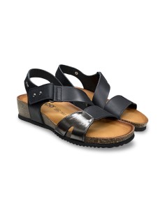 Igi&Co 7698400 sandali donna in pelle/laminato nero/fumo