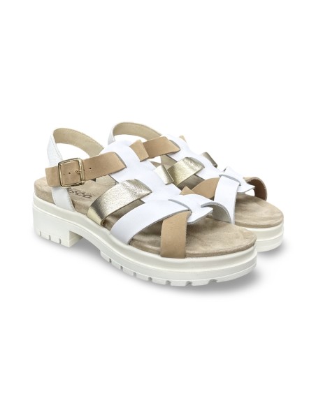 Igi&Co 7672100 sandali donna in pelle bianco/beige/platino