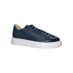 Exton 218 sneakers uomo in pelle crust blu 2