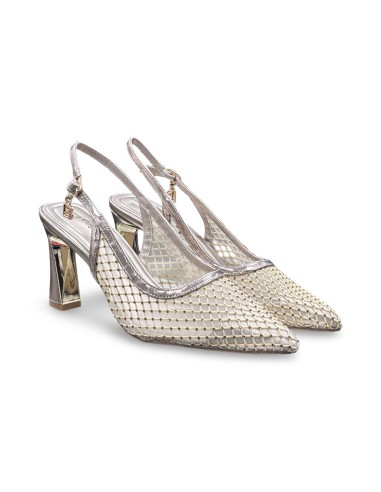 Laura Biagiotti 9709 sandali donna in laminato/strass platino