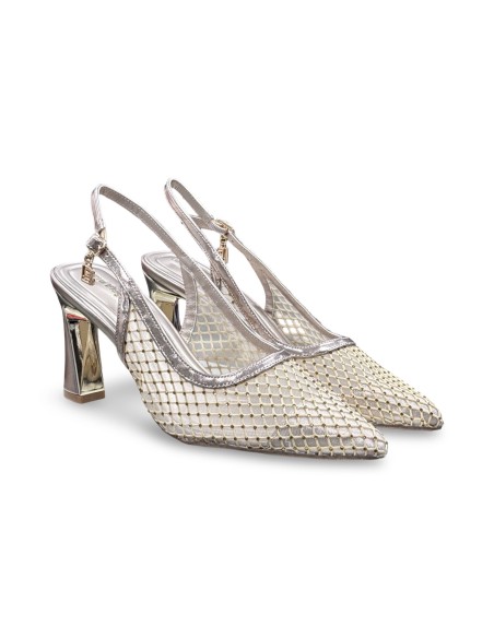 Laura Biagiotti 9709 sandali donna in laminato/strass platino