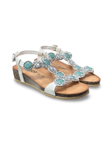 Igi&Co 1197511 sandali donna in pelle beige/verde smeraldo