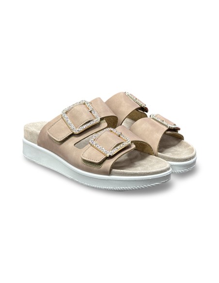 Enval Soft 1288122 sandali donna in pelle nabuk beige/oro