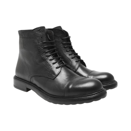 Exton 9824 stivaletti uomo in vera pelle nero
