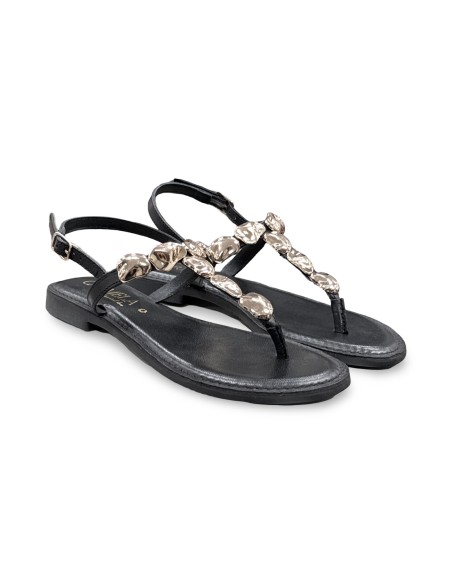 Carmela 163293 sandali donna in pelle nero/oro