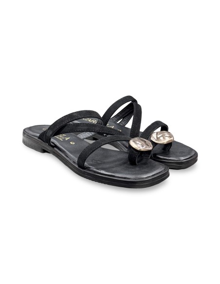 Carmela 163291 sandali donna in camoscio nero/oro