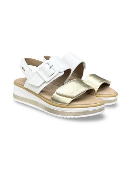 Igi&Co 1186533 sandali donna in pelle/laminato bianco/oro