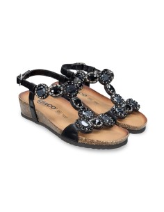 Igi&Co 5698200 sandali donna in pelle nero con decorazioni in pietra
