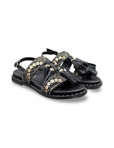 Carmela 163198 sandali donna con nappine in pelle nero