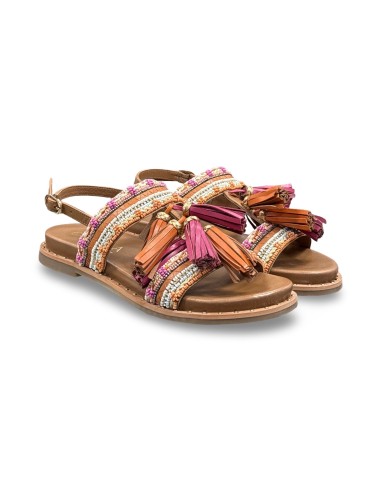 Carmela 163198 sandali donna con nappine in pelle color camel