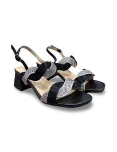 Keys K-7906 sandali donna in raso nero/argento