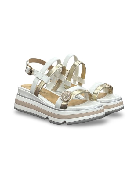 Keys K-11012 sandali donna in pelle color bianco/oro