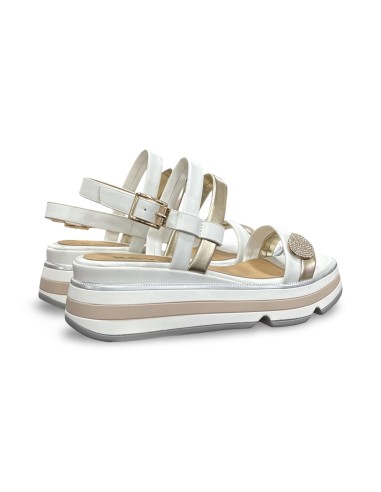 Keys K-11012 sandali donna in pelle color bianco/oro