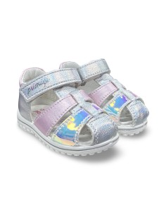 Primigi 1363544 sandali bambina in pelle/laminato argento/rosa