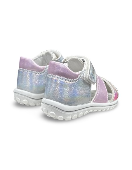Primigi 1363544 sandali bambina in pelle/laminato argento/rosa