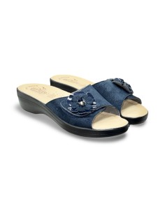 Fly Flot T5 K40 GE ciabatte donna in pelle blu