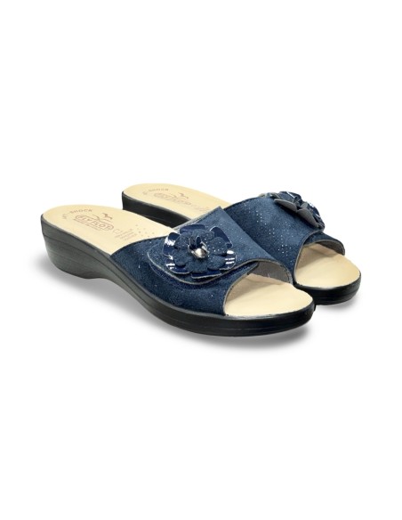 Fly Flot T5 K40 GE ciabatte donna in pelle blu