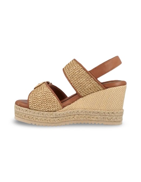 Jeep Mayor JL61600A sandali donna in pelle/rafia intrecciata beige