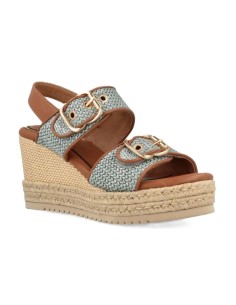 Jeep Mayor JL61600A sandali donna in pelle/rafia intrecciata jeans 2
