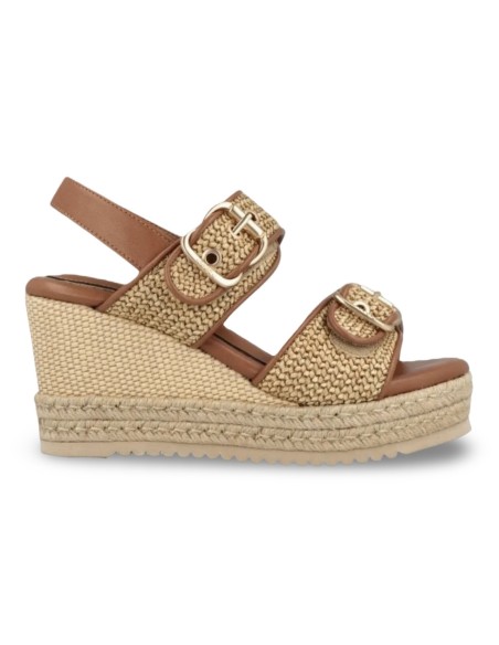 Jeep Mayor JL61600A sandali donna in pelle/rafia intrecciata beige