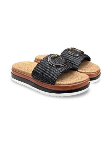 Jeep Grace Raffia JL61680A sandali donna in rafia intrecciato nero