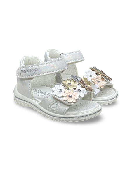 Primigi 1364300 sandali bambina in pelle/iridescente bianco