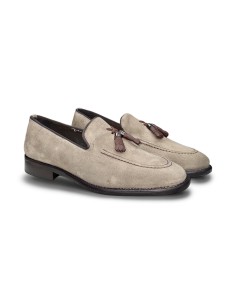 Exton 164 mocassini uomo in camoscio beige