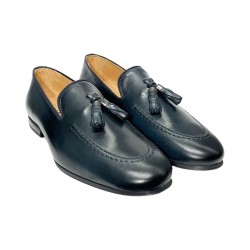 EXTON 164 mocassini uomo in pelle blu