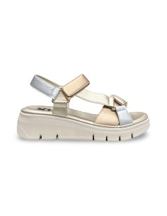 Xti 145398 sandali donna in pelle laminato oro/argento/cipria 2