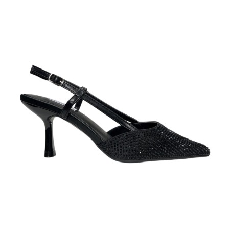 Keys K-9330 sandali donna in raso brillantinato nero