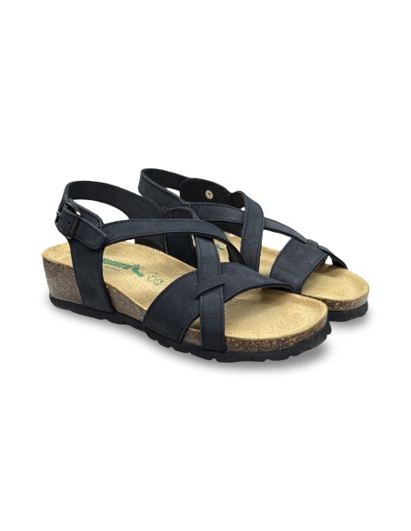 BioNatura 12A826-IM-NABNER sandali donna in nabuk nero