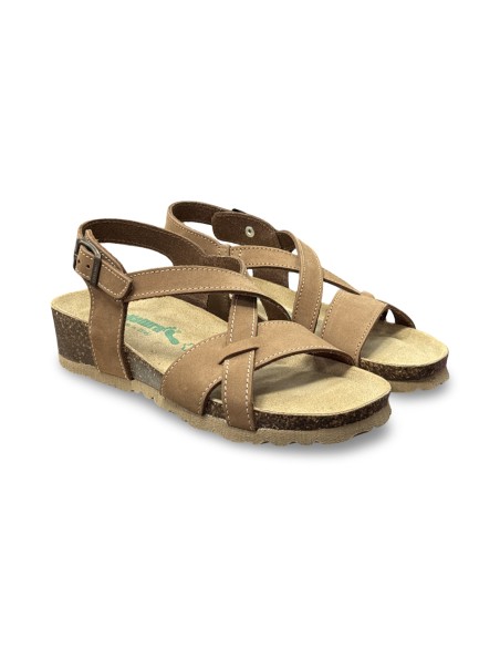 BioNatura 12A826-IM-NABBRA sandali donna in nabuk color brandy