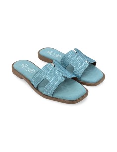 EstroDonna 1313-047 sandali donna in velluto/strass turchese