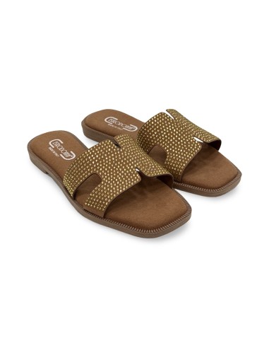 EstroDonna 1313-047 sandali donna in velluto/strass cuoio/oro