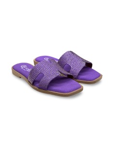 EstroDonna 1313-047 sandali donna in velluto/strass lilla