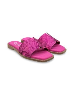 EstroDonna 1313-047 sandali donna in velluto/strass fucsia