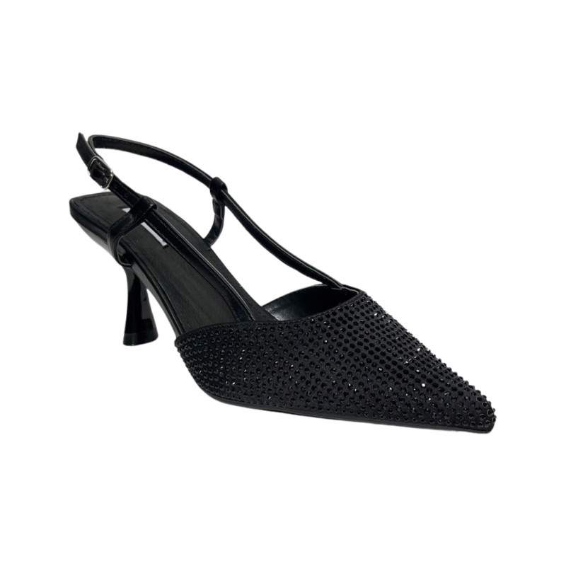 Keys K-9330 sandali donna in raso brillantinato nero