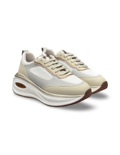 Keys K-13513 sneakers donna in pelle/tessuto beige